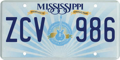 MS license plate ZCV986
