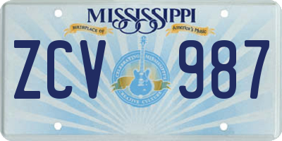 MS license plate ZCV987