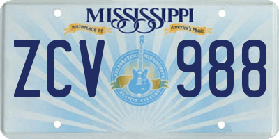 MS license plate ZCV988