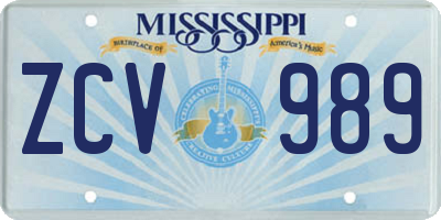 MS license plate ZCV989