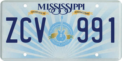 MS license plate ZCV991