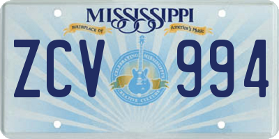 MS license plate ZCV994