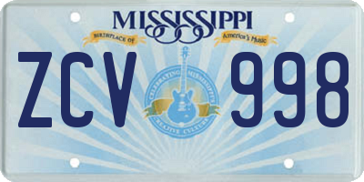 MS license plate ZCV998