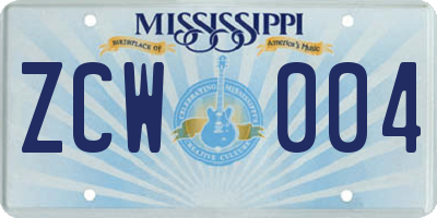 MS license plate ZCW004