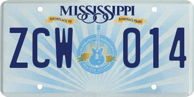 MS license plate ZCW014
