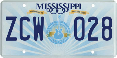 MS license plate ZCW028