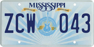 MS license plate ZCW043