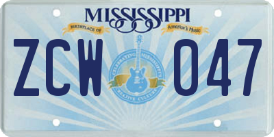 MS license plate ZCW047