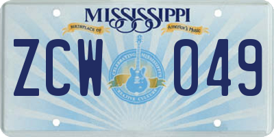 MS license plate ZCW049