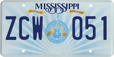 MS license plate ZCW051