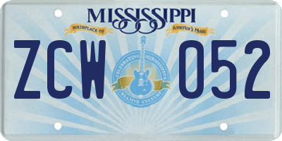 MS license plate ZCW052