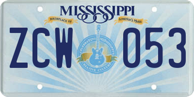 MS license plate ZCW053