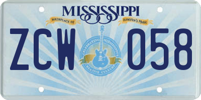 MS license plate ZCW058