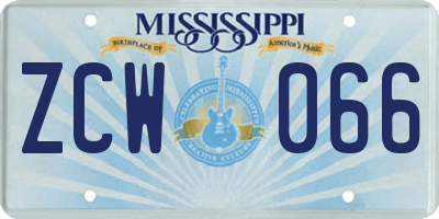 MS license plate ZCW066