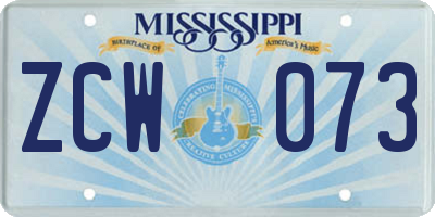 MS license plate ZCW073