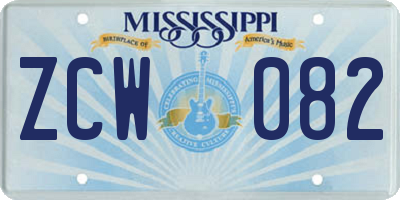 MS license plate ZCW082
