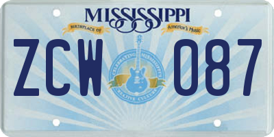 MS license plate ZCW087