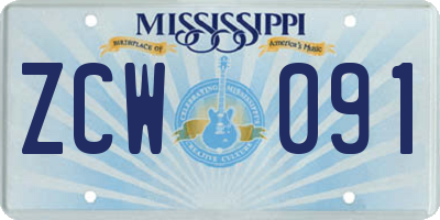 MS license plate ZCW091