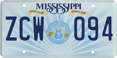 MS license plate ZCW094
