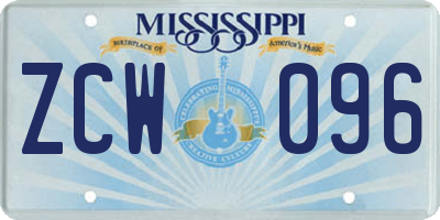 MS license plate ZCW096