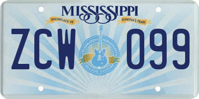 MS license plate ZCW099