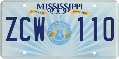 MS license plate ZCW110