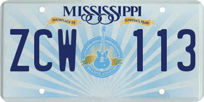 MS license plate ZCW113