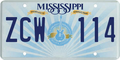 MS license plate ZCW114