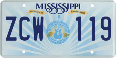 MS license plate ZCW119
