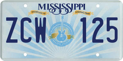 MS license plate ZCW125