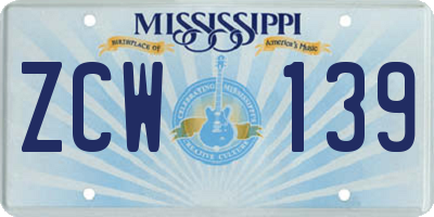 MS license plate ZCW139
