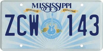 MS license plate ZCW143