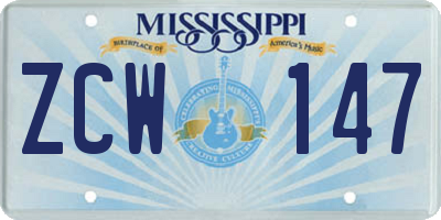 MS license plate ZCW147
