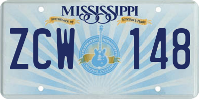 MS license plate ZCW148