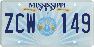 MS license plate ZCW149