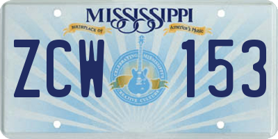 MS license plate ZCW153