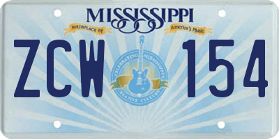 MS license plate ZCW154