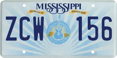MS license plate ZCW156