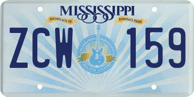 MS license plate ZCW159