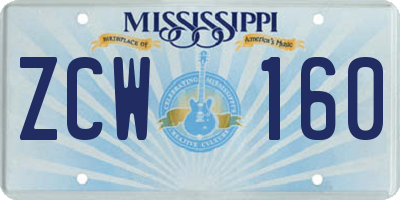 MS license plate ZCW160