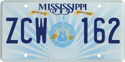 MS license plate ZCW162