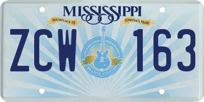 MS license plate ZCW163