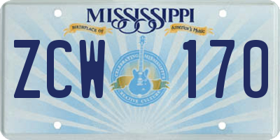MS license plate ZCW170