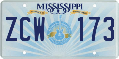 MS license plate ZCW173