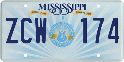 MS license plate ZCW174