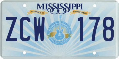 MS license plate ZCW178