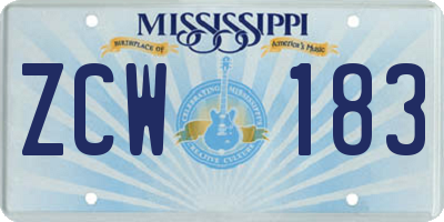 MS license plate ZCW183