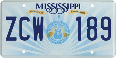MS license plate ZCW189