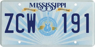 MS license plate ZCW191
