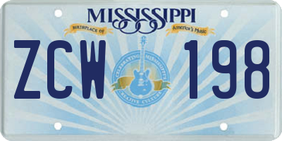MS license plate ZCW198
